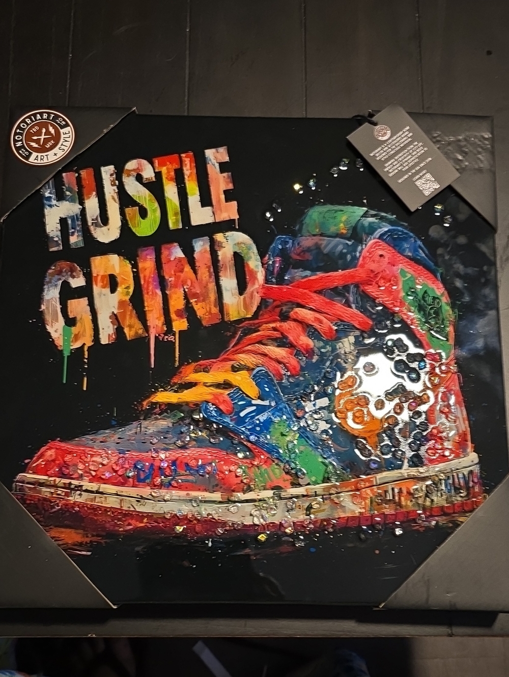 NWT Vibrant Multicolor 'Hustle Grind' Nike Swoosh Sneaker Art